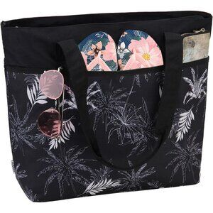 Women Black Coconut Tree Large Lightweight Zipper Travel Tote Separation Bag